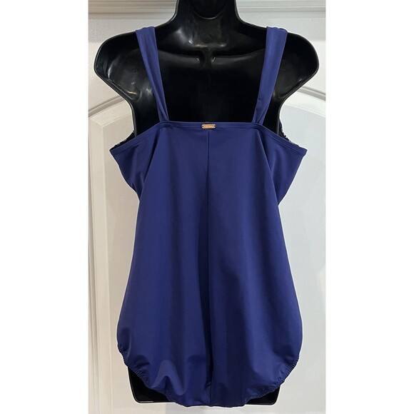 Lands End Paisley Tugless Low Leg Molded Soft Cup One Piece Swimsuit 16 Beach - Picture 5 of 14